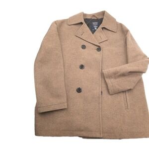 Roundtree & Yorke Light Brown Luxurious Wool Peacoat Jacket L Beautiful